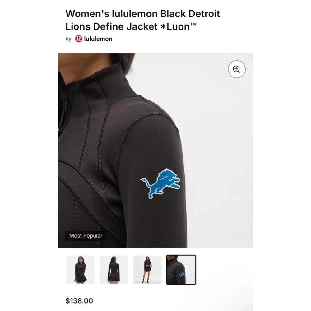 Lululemon x Detroit Lions Luon Define Jacket – Black Size 4